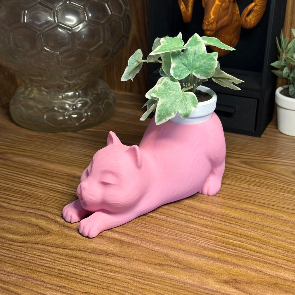 Stretching Cat Planter