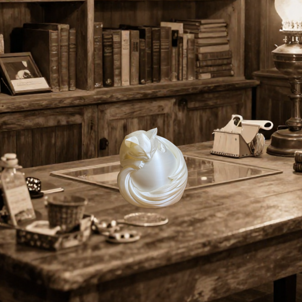 The White Cat Sphere Lamp