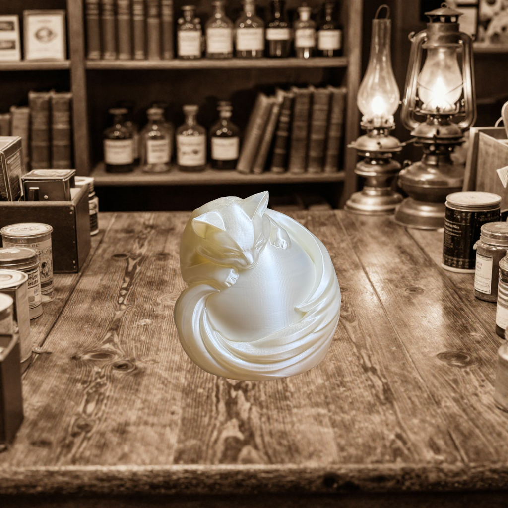 The White Cat Sphere Lamp